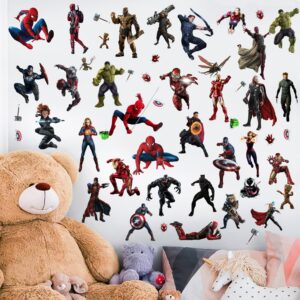 Superhero Wall Decals Stickers Movie Themed Wall Decals for Boys Room Removable Wall Art Mural Decor for Baby Girls Kids Nursery Bedroom