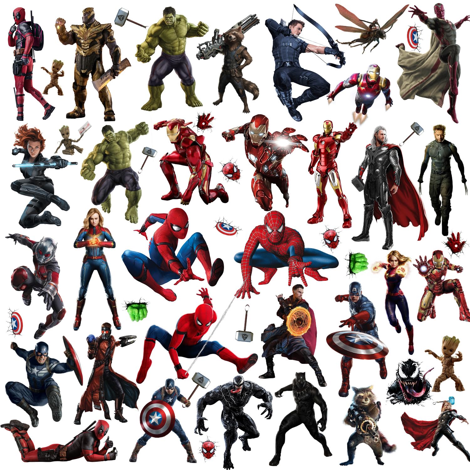 Superhero Wall Decals Stickers Movie Themed Wall Decals for Boys Room Removable Wall Art Mural Decor for Baby Girls Kids Nursery Bedroom