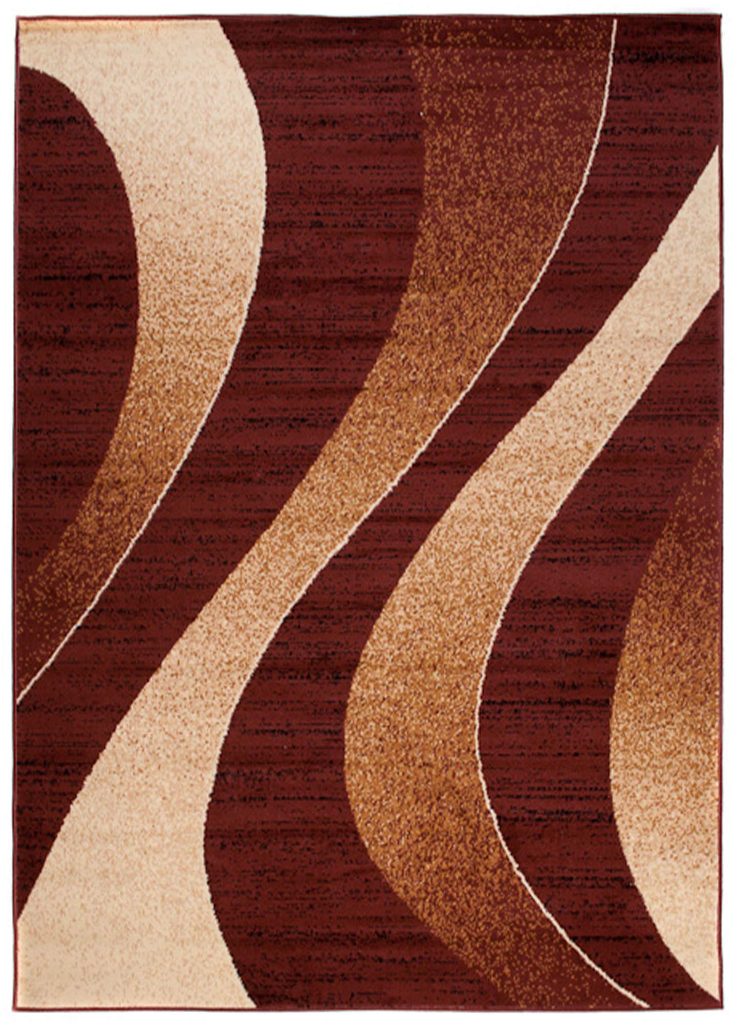 TAPISO Argos Area Rug 5x8 ft - Soft, Non-Shedding, Modern Waves, Durable Carpet for Living Room, Bedroom, Brown Beige 150x240 cm