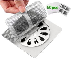 50pcs 4" x 4" disposable hair drain catcher, hair drain stickers, hair drain sticker, shower drain screen hair catcher, disposable floor drain sticker suitable for bathroom, bathtub, kitchen