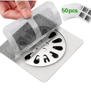 50Pcs 4" X 4" Disposable Hair Drain Catcher, Hair Drain Stickers, Hair Drain Sticker, Shower Drain Screen Hair Catcher, Disposable Floor Drain Sticker Suitable for Bathroom, Bathtub, Kitchen