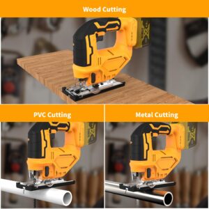 Jig saw compatible with Dewalt 20V Battery (Battery not Included) Cordless Jigsaw with LED Work Light, 0°- 45° Bevel Cuts, 3 Orbital Settings for Straight/Curve/Bevel/Circle Cutting