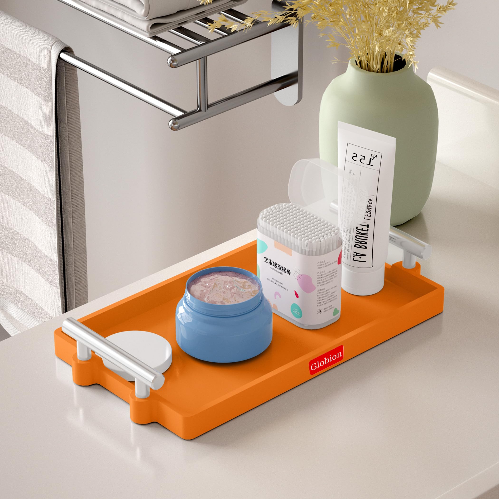 Silicone Bathroom Tray Countertop, Kitchen Tray for Counter, Perfume Key Trinket Ring Tray, Decor Soap Dispenser Countertop Tray for Kitchen Sink Organizer Tray, Toilet Tank Tray for Bathroom