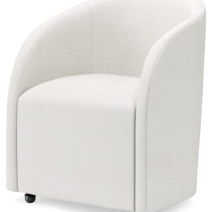 Signature Design by Ashley Korestone Contemporary Upholstered Home Office Desk Chair with Casters, White