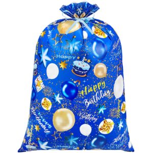 shintop large birthday gift bag, 36x56inch big gift sack extra large plastic gift wrap bag jumbo for huge gifts weird shaped presents (blue 1pack)