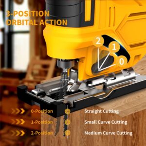 Jig saw compatible with Dewalt 20V Battery (Battery not Included) Cordless Jigsaw with LED Work Light, 0°- 45° Bevel Cuts, 3 Orbital Settings for Straight/Curve/Bevel/Circle Cutting