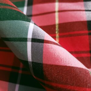 Generic Taffeta Holiday Plaid - Hunter Green, Red, White, Gold - Christmas Metallic Tartan Fabric 58"" by The Yard, TAFFHGP01