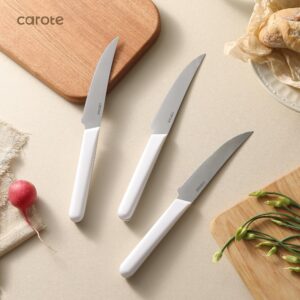 CAROTE 12PCS Knife Set, Stainless Steel Kitchen Knife Set with Drawer Store Kinife Organizer, Cutlery Knife Set with Block, Dishwasher Safe, White (Include Knives)