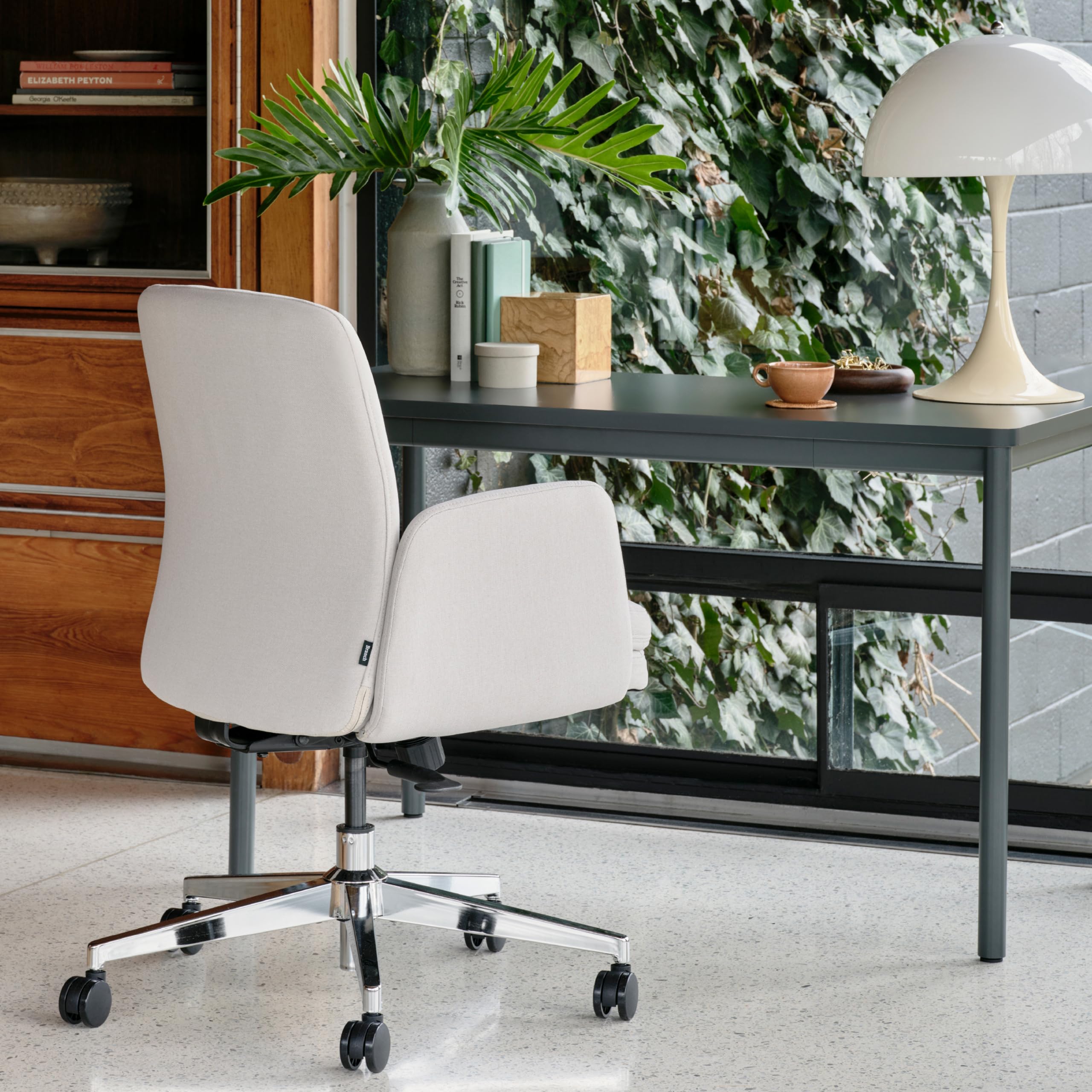 Branch Softside Mid Century Modern Office Chair, Fabric - Removable Arms & Mid Back Design with Luxury Cloud-Like Comfort - Adjustable Height - Integrated Lumbar Support - Overcast