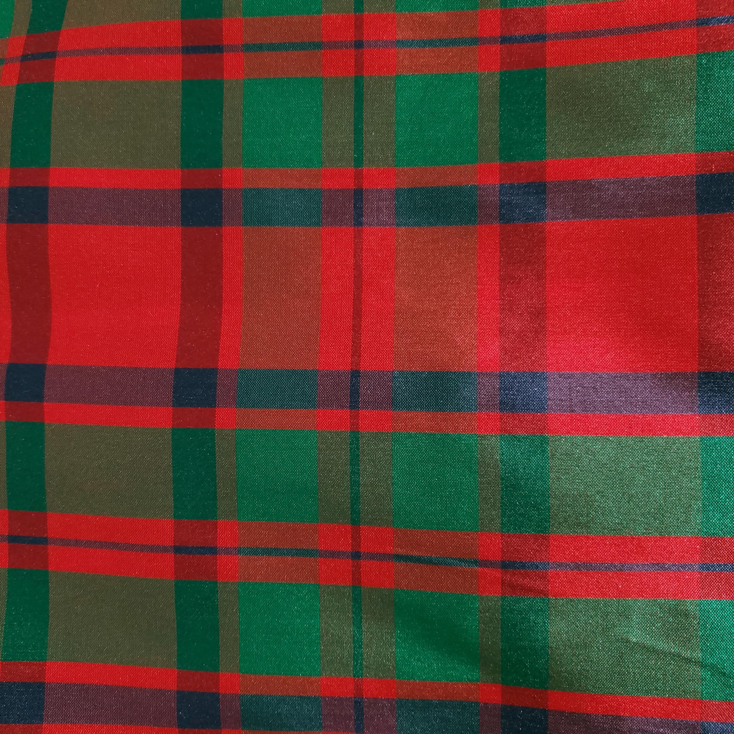 Generic Ribbon Taffeta Holiday Plaid - Hunter Green, Red, Blue - Christmas Tartan Fabric 58"" by The Yard, TAFFHGP01