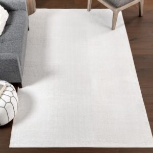 nuloom 9' x 12' spinclean solid low-pile indoor area rug, machine washable, non shedding, bed room, living room, dining room, cream