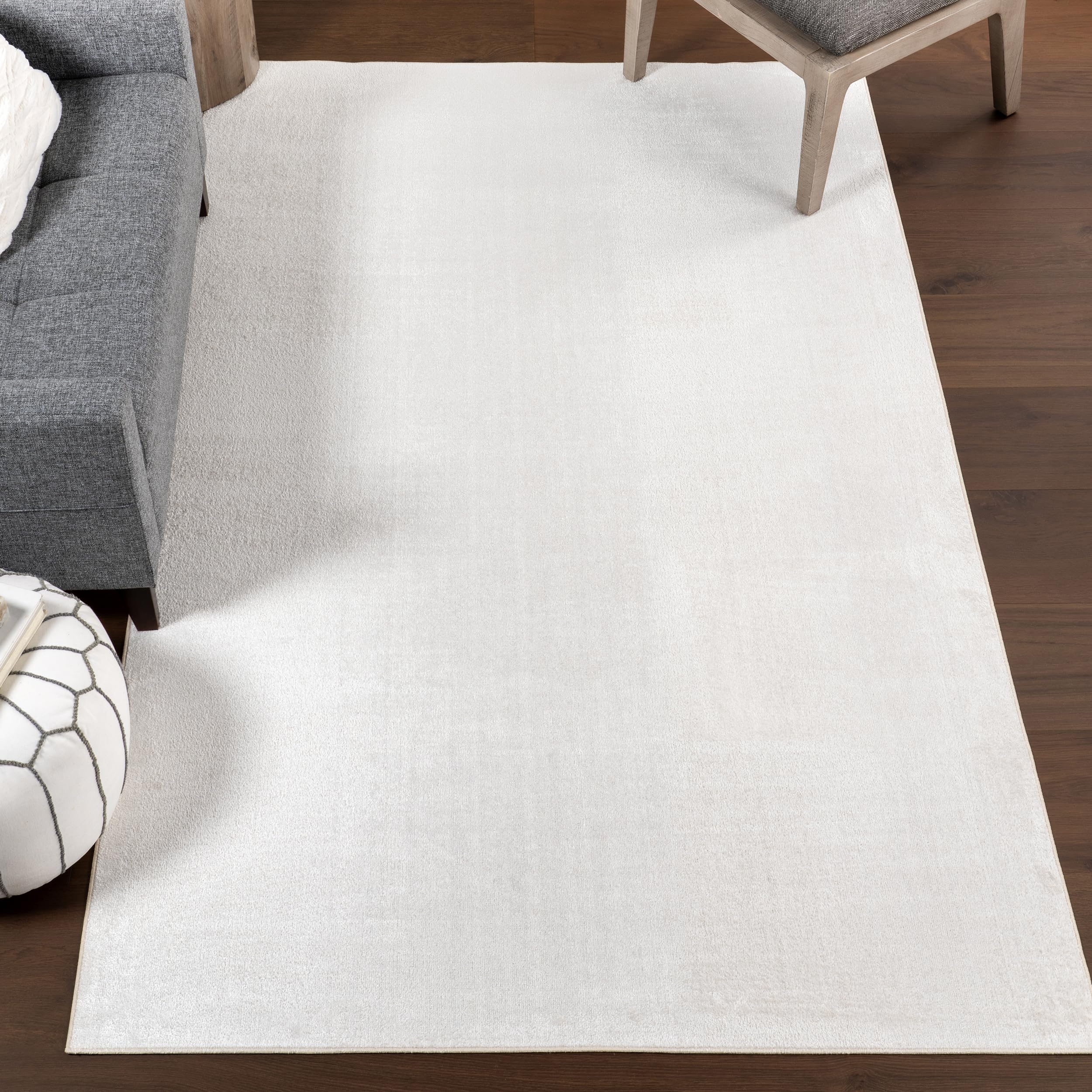 nuLOOM 9' x 12' SpinClean Solid Low-Pile Indoor Area Rug, Machine Washable, Non Shedding, Bed Room, Living Room, Dining Room, Cream