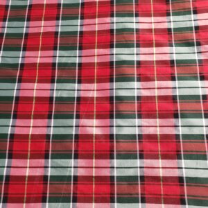 Generic Taffeta Holiday Plaid - Hunter Green, Red, White, Gold - Christmas Metallic Tartan Fabric 58"" by The Yard, TAFFHGP01