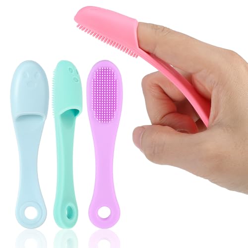 4 Pack Dog Finger Toothbrush, Dog Toothbrush Kit Surround Bristles for Easy Teeth Cleaning, Food Grade Silicone Dog Finger Toothbrush Fits Most Fingers, Toothbrush for Dogs & Cats Dental Care