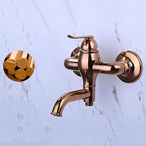 CUTPOIY Wall Mounted Toilet Shower Spray Mixer Set Rose Gold with Swivel Outlet Bidet Attachment Faucet Sprayer Kit for Toilet Bathroom Toilet Bidet Mixer Spray Kit,B (A)