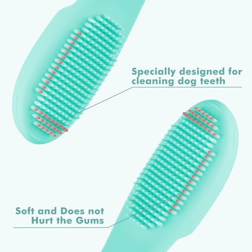 4 Pack Dog Finger Toothbrush, Dog Toothbrush Kit Surround Bristles for Easy Teeth Cleaning, Food Grade Silicone Dog Finger Toothbrush Fits Most Fingers, Toothbrush for Dogs & Cats Dental Care