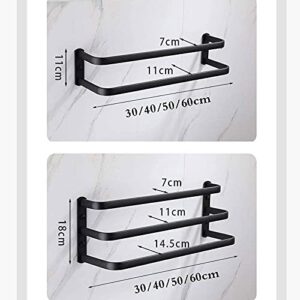 Towel Rack Bathroom Towel Holder Wall Mounted Multilayer Dislocation Space Aluminum Towel Rack Towel Stands for Bath Hotel Kitchen(Size:Double Layer 40CM Color:Black)(White,Triple Layer 60CM)