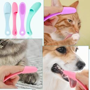 4 Pack Dog Finger Toothbrush, Dog Toothbrush Kit Surround Bristles for Easy Teeth Cleaning, Food Grade Silicone Dog Finger Toothbrush Fits Most Fingers, Toothbrush for Dogs & Cats Dental Care