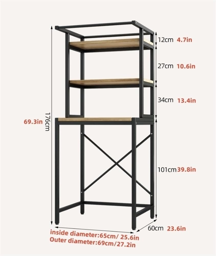 WSZDRH 3-Tier Laundry Organization and Storage Shelf, Over Washer and Dryer Storage Shelves, Laundry Room Organization Over The Washing Machine Storage Rack(Black)