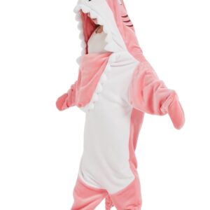 NAFLEAP Wearable Blanket Hoodie kids Shark Dinosaur Onesie Costume Gifts for Girls, Shark pink, 140