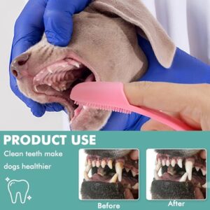 4 Pack Dog Finger Toothbrush, Dog Toothbrush Kit Surround Bristles for Easy Teeth Cleaning, Food Grade Silicone Dog Finger Toothbrush Fits Most Fingers, Toothbrush for Dogs & Cats Dental Care