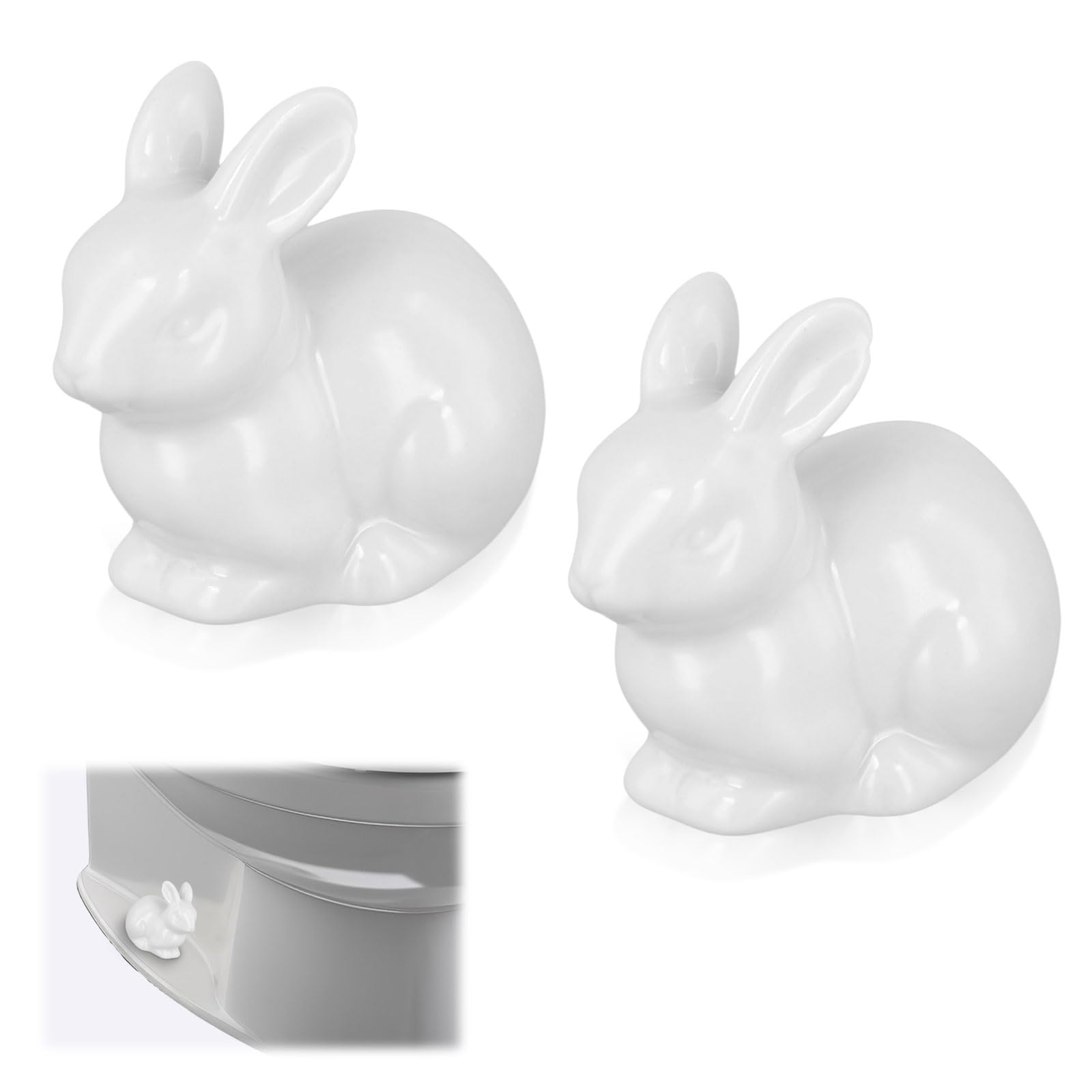 2pcs Ceramic Toilet Bolt Covers, Rabbit Shaped Toilet Bolt Covers Toilet Screw Cover Caps Toilet Knob Caps Decorative for Bathroom Toilet Parts Decoration