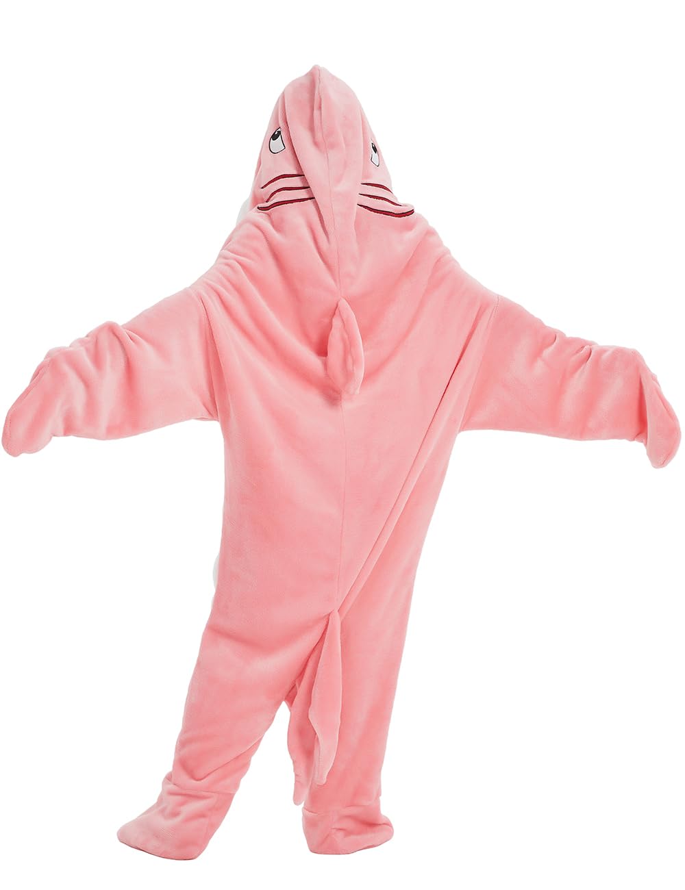 NAFLEAP Wearable Blanket Hoodie kids Shark Dinosaur Onesie Costume Gifts for Girls, Shark pink, 140