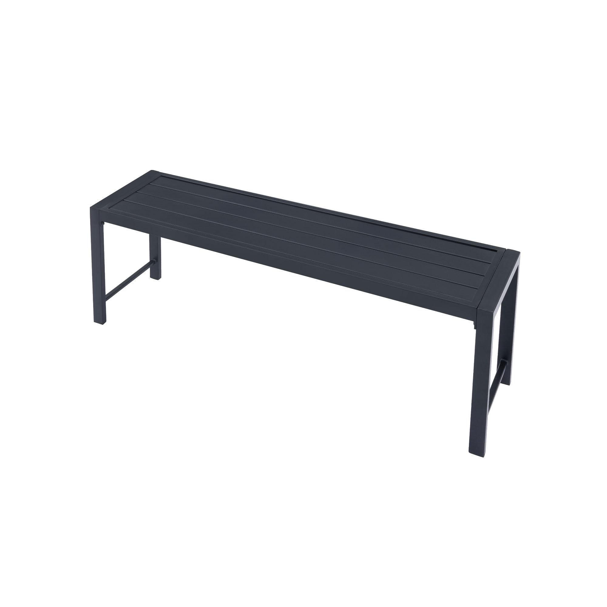 VICLLAX Outdoor Garden Backless Bench, Patio Metal Bench Steel Frame for Front Porch, Lawn, Balcony, Backyard and Deck, Black