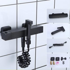 CUTPOIY Thermostatic Mixer Bidet Shower Bathroom Shower Bidet Taps Spray Toilet Cleaning Faucet Toilet Bidet Sprayer Gun Bathroom Sprayer Toilet Bidet Shower Head-Chrome-A (Black b)