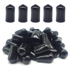 alamic 50 pieces rubber end caps 3/8" vinyl end caps bolt screw covers thread protectors, round flexible rubber screw covers bolt caps