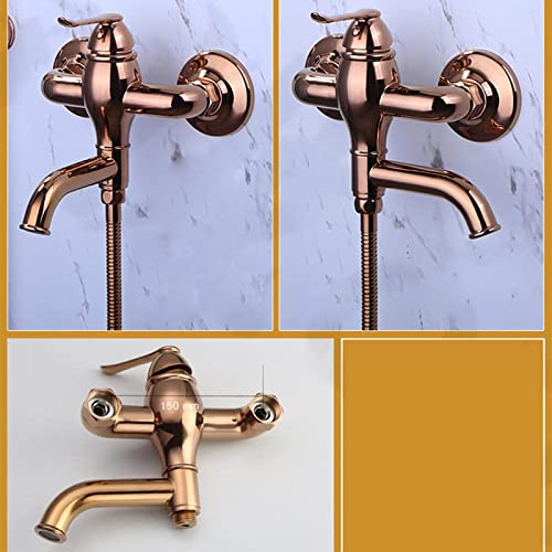 CUTPOIY Wall Mounted Toilet Shower Spray Mixer Set Rose Gold with Swivel Outlet Bidet Attachment Faucet Sprayer Kit for Toilet Bathroom Toilet Bidet Mixer Spray Kit,B (A)