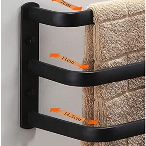 Towel Rack Bathroom Towel Holder Wall Mounted Multilayer Dislocation Space Aluminum Towel Rack Towel Stands for Bath Hotel Kitchen(Size:Double Layer 40CM Color:Black)(White,Triple Layer 60CM)