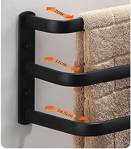 Towel Rack Bathroom Towel Holder Wall Mounted Multilayer Dislocation Space Aluminum Towel Rack Towel Stands for Bath Hotel Kitchen(Size:Double Layer 40CM Color:Black)(White,Triple Layer 60CM)