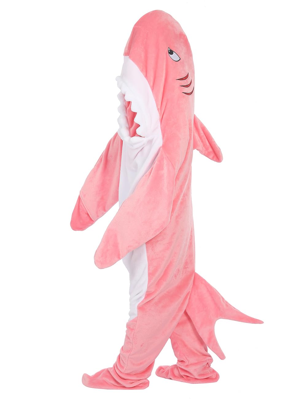 NAFLEAP Wearable Blanket Hoodie kids Shark Dinosaur Onesie Costume Gifts for Girls, Shark pink, 140