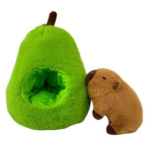 nohito cute large avocado capybara plush toy 13.7'' realistic capybara stuffed animal kawaii soft stuffed capybara avocado food plushie pillow doll toys