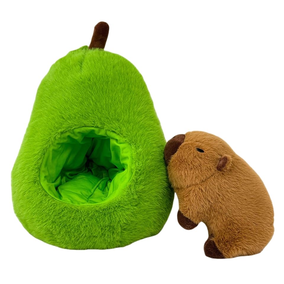 Nohito Cute Large Avocado Capybara Plush Toy 13.7'' Realistic Capybara Stuffed Animal Kawaii Soft Stuffed Capybara Avocado Food Plushie Pillow Doll Toys