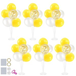 ZJDHPTY 6 Set Balloon Stand with Yellow and White Balloons Centerpiece Table Decorations Bee Daisy Sunflower Theme Pary Decorations Birthday Bridal Shower Wedding New Years Decorations 2025