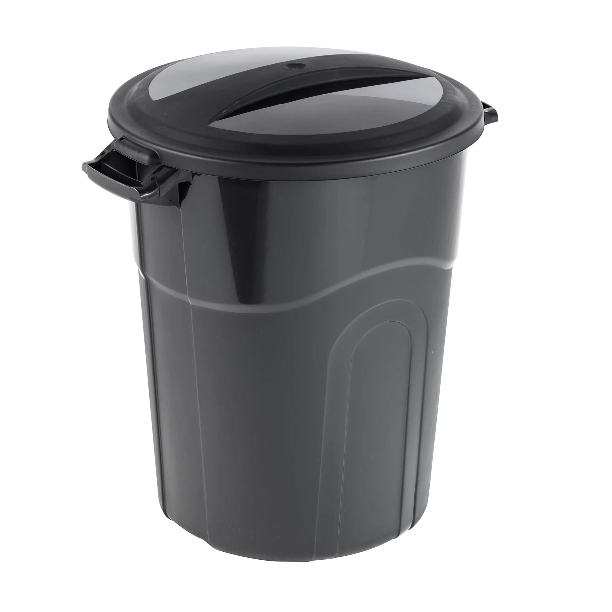 DqOasd 20 Gallon Injection Molded Trash Can,Outdoor Garbage Can with Lid Heavy-Duty Handles, Heavy-Duty Construction, Perfect Backyard, Deck, or Garage Trash Can, black