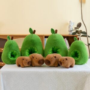 Nohito Cute Large Avocado Capybara Plush Toy 13.7'' Realistic Capybara Stuffed Animal Kawaii Soft Stuffed Capybara Avocado Food Plushie Pillow Doll Toys