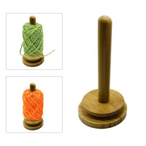 generic wooden yarn holder revolving vertical tissue holder yarn winder wool ball holder, 8.8x8.8x18cm