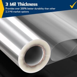 Vanhench Clear Cellophane Wrap, 32" x 50' Folded 3Mil Thick Cellophane Wrap Roll for Gift Basket Treats Goodie Bouquet Flower Wrapping, Clear Plastic Wrap for Gifts Table Covering (32" fold into 16")