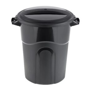 DqOasd 20 Gallon Injection Molded Trash Can,Outdoor Garbage Can with Lid Heavy-Duty Handles, Heavy-Duty Construction, Perfect Backyard, Deck, or Garage Trash Can, black