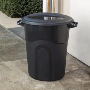 DqOasd 20 Gallon Injection Molded Trash Can,Outdoor Garbage Can with Lid Heavy-Duty Handles, Heavy-Duty Construction, Perfect Backyard, Deck, or Garage Trash Can, black