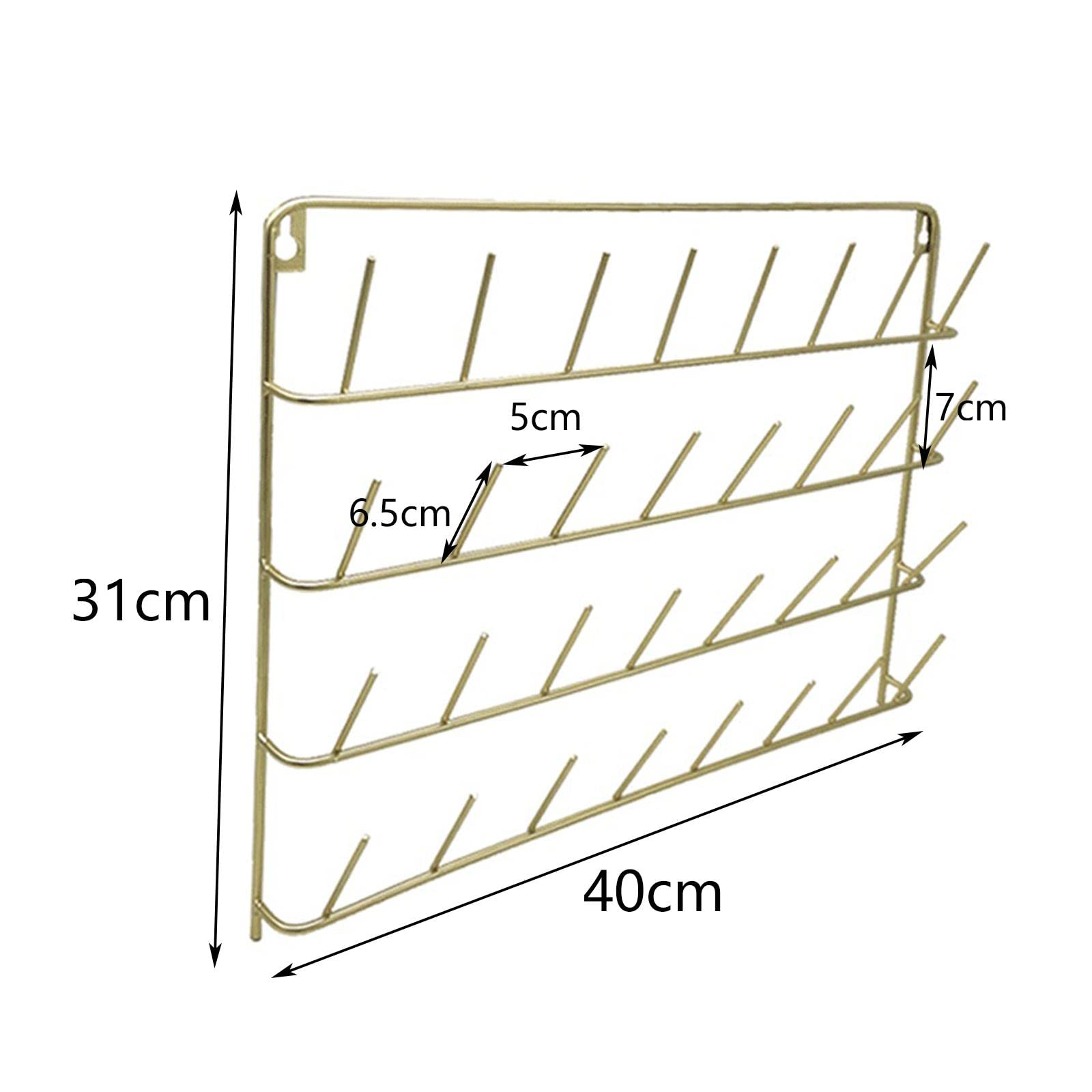 Generic Metal Thread Rack 32 Spools Sewing Wall Mount Embroidery Cone Thread Holder, 40x31cm, Gold