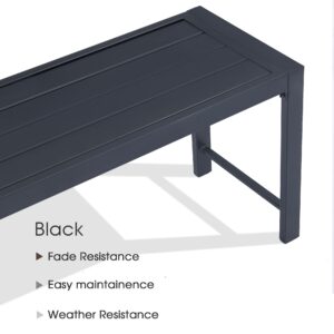 VICLLAX Outdoor Garden Backless Bench, Patio Metal Bench Steel Frame for Front Porch, Lawn, Balcony, Backyard and Deck, Black