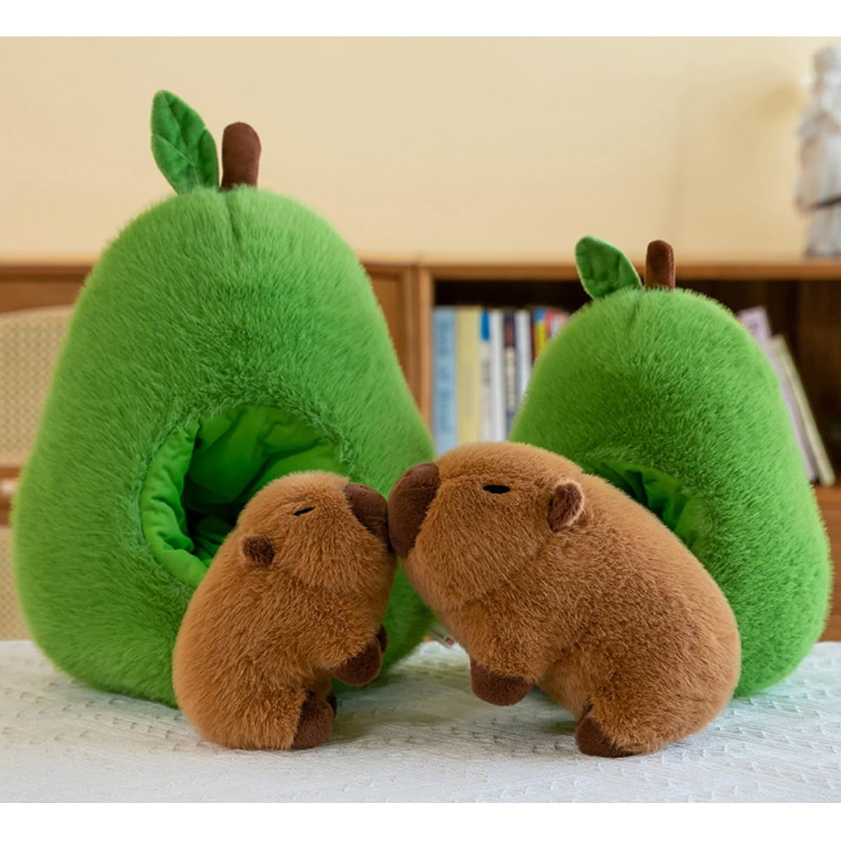 Nohito Cute Large Avocado Capybara Plush Toy 13.7'' Realistic Capybara Stuffed Animal Kawaii Soft Stuffed Capybara Avocado Food Plushie Pillow Doll Toys