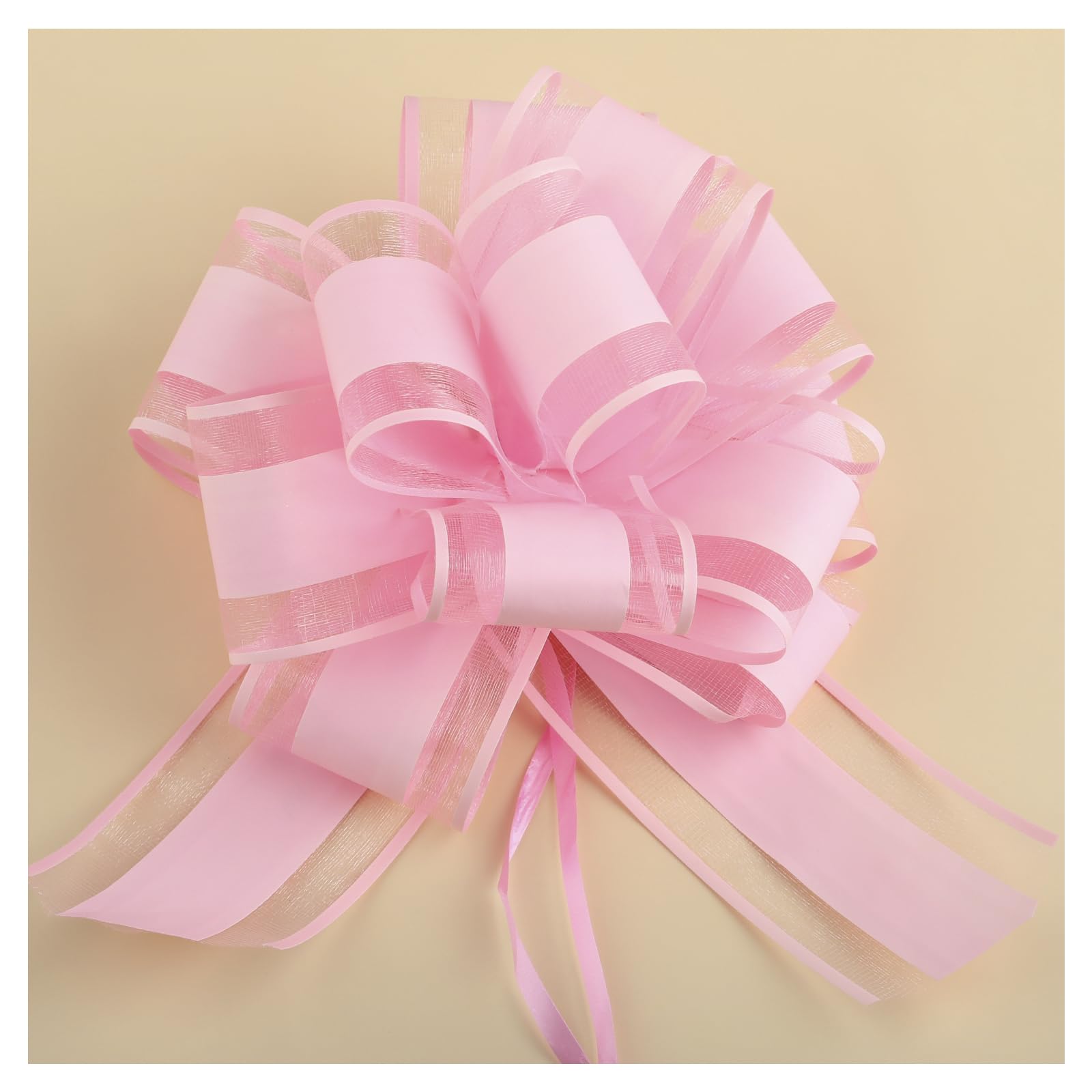 6 PCS 6 Inches Large Pull Bows Gift Wrapping Pull Bow Ribbon Pull BowsI for Christmas Wedding Baskets Valentine's Day Bows Ribbon Bow for Gift Wrapping (Pink)