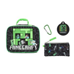 minecraft creeper 4-piece lunch kit (including allergy alert tag)