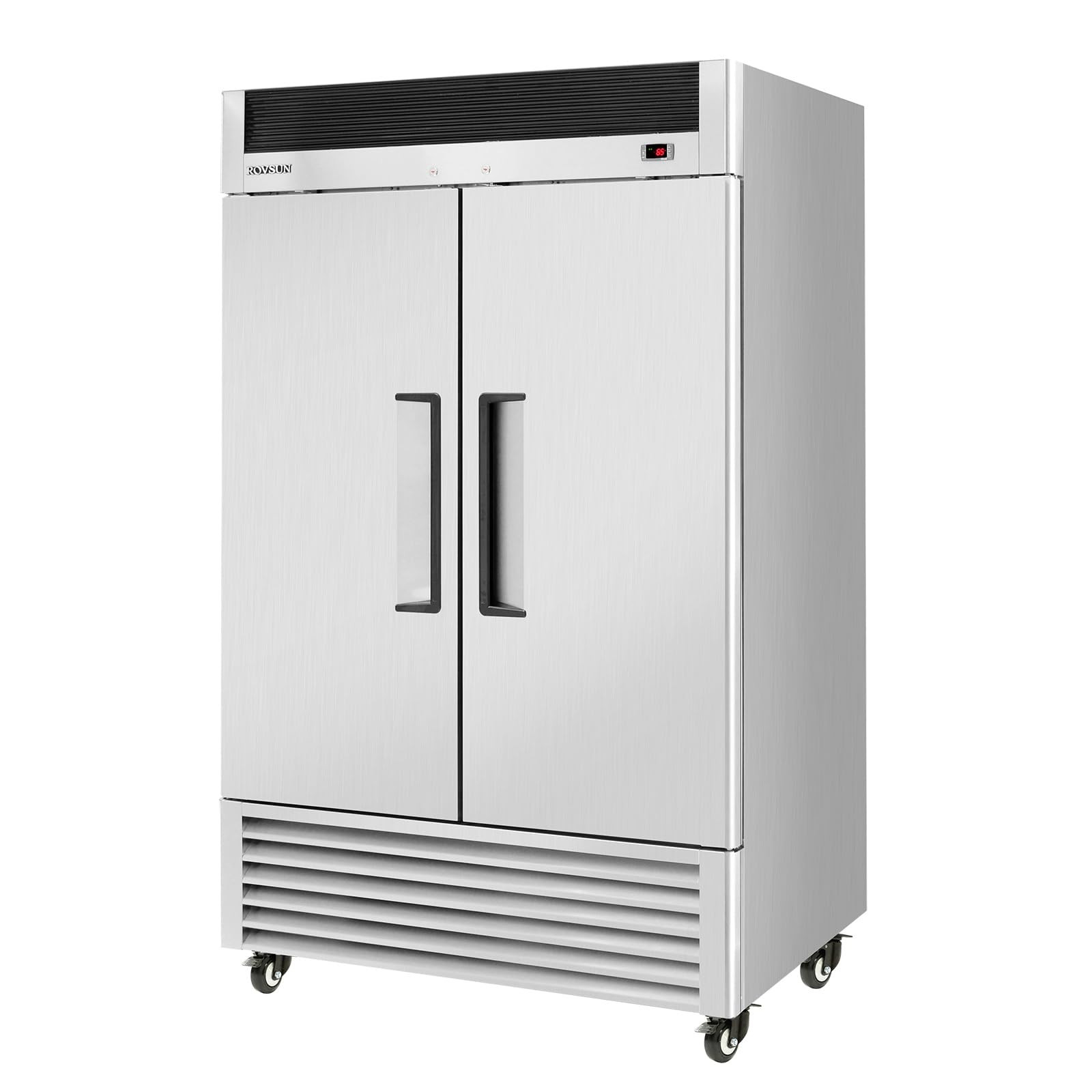 ROVSUN 54"W Commercial Freezer Reach in Freezer ETL NSF Certified, 49 Cu.Ft Upright Freezer Stainless Steel w/ 2 Door Auto Defrosting LED Light Adjustable Shelves for Restaurant Cafe Garage