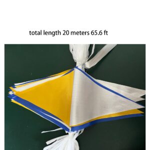 20 Meters 65.6ft Gold Silver and Royal Blue Banner Party Decorations Metallic Golden Pennant Bunting, Double Sided Fabric Triangle Flags Garland for Baby Shower Graduation Wedding Hen Party Birthday